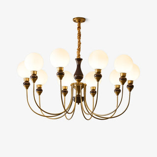 Lustra Lustre Bras en Laiton Boules en Verre Dépoli