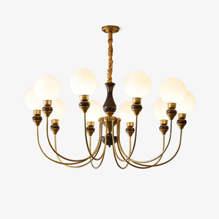 Lustra Lustre Bras en Laiton Boules en Verre Dépoli