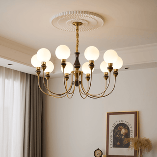 Lustra Lustre Bras en Laiton Boules en Verre Dépoli