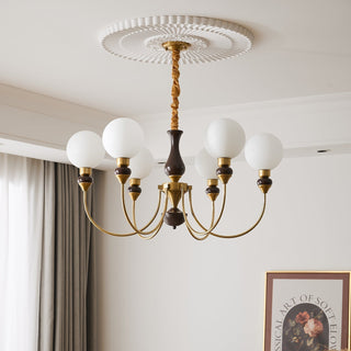 Lustra Lustre Bras en Laiton Boules en Verre Dépoli