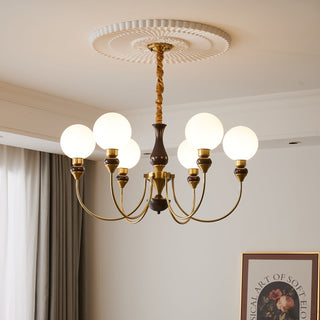 Lustra Lustre Bras en Laiton Boules en Verre Dépoli