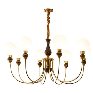 Lustra Lustre Bras en Laiton Boules en Verre Dépoli