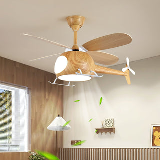 Ventilateur de plafond et luminaire Aviara Bois Moderne pour chambre d'enfant