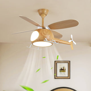 Ventilateur de plafond et luminaire Aviara Bois Moderne pour chambre d'enfant
