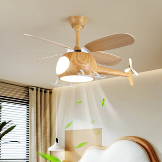Ventilateur de plafond et luminaire Aviara Bois Moderne pour chambre d'enfant