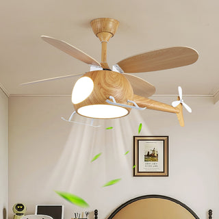 Ventilateur de plafond et luminaire Aviara Bois Moderne pour chambre d'enfant
