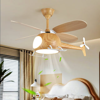 Ventilateur de plafond et luminaire Aviara Bois Moderne pour chambre d'enfant