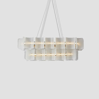 Virinia Postmoderne Luxe Rectangle Laiton Verre Suspension
