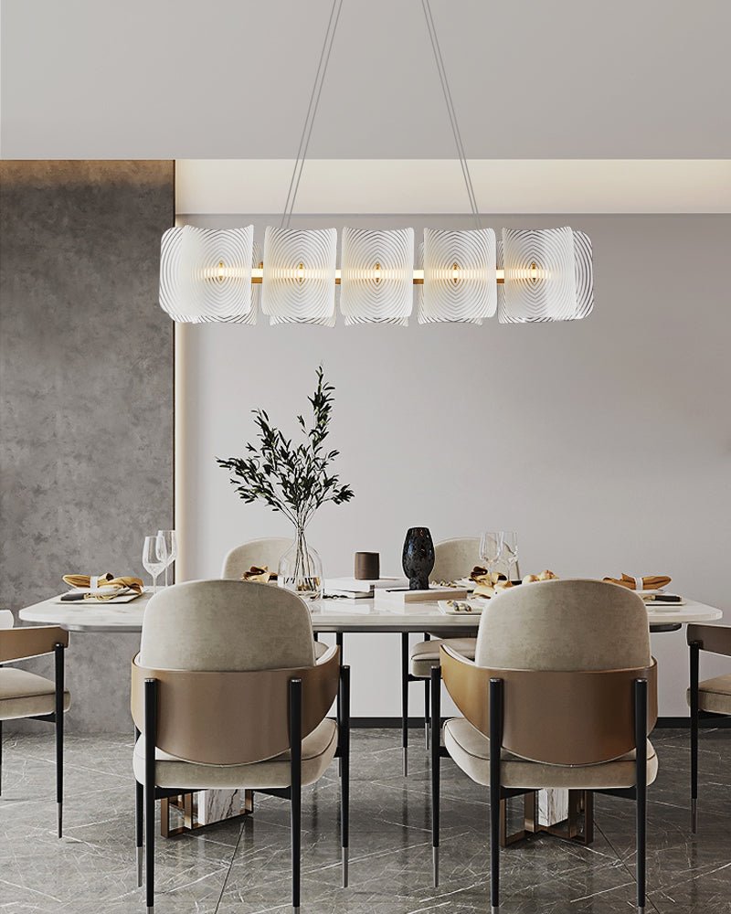 Marira Postmoderne Luxe Rectangle Laiton Verre Suspension
