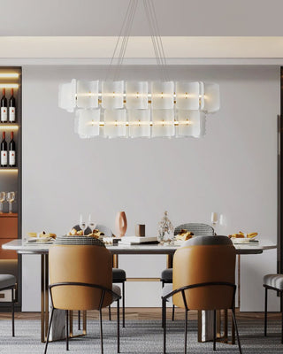 Virinia Postmoderne Luxe Rectangle Laiton Verre Suspension