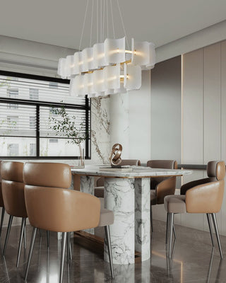 Virinia Postmoderne Luxe Rectangle Laiton Verre Suspension