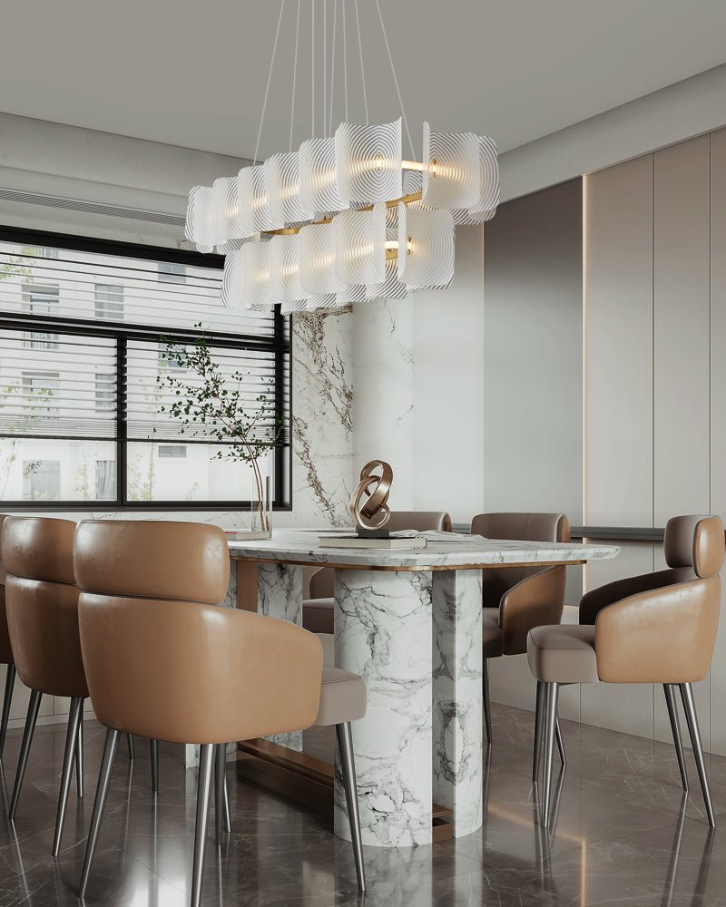 Marira Postmoderne Luxe Rectangle Laiton Verre Suspension