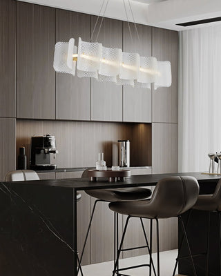 Virinia Postmoderne Luxe Rectangle Laiton Verre Suspension