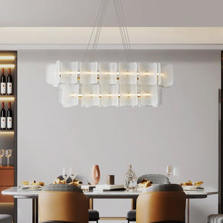 Virinia Postmoderne Luxe Rectangle Laiton Verre Suspension