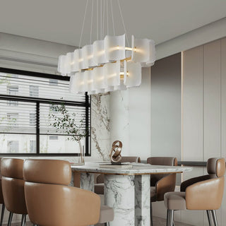 Virinia Postmoderne Luxe Rectangle Laiton Verre Suspension