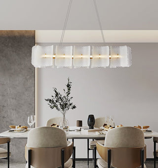 Virinia Postmoderne Luxe Rectangle Laiton Verre Suspension