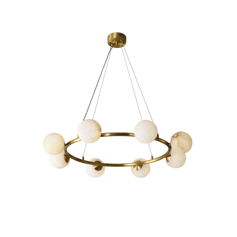 Helix Chandelier Alabaster Globe Halo-Neutral Decor