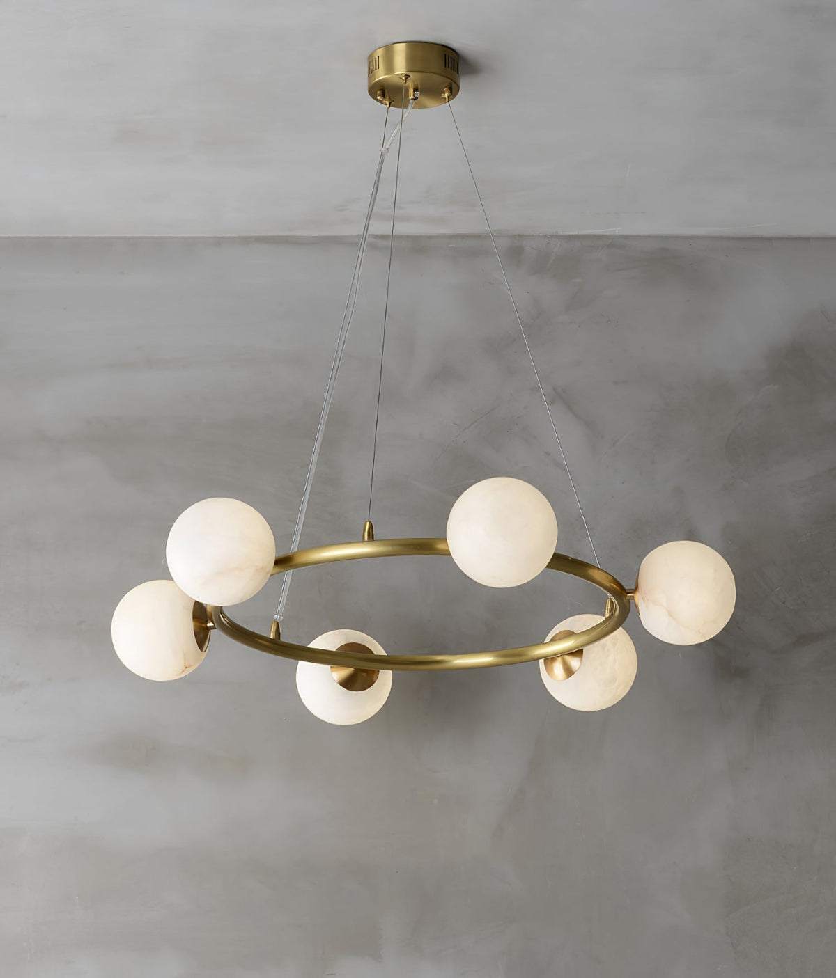 Helix Chandelier Alabaster Globe Halo-Neutral Decor