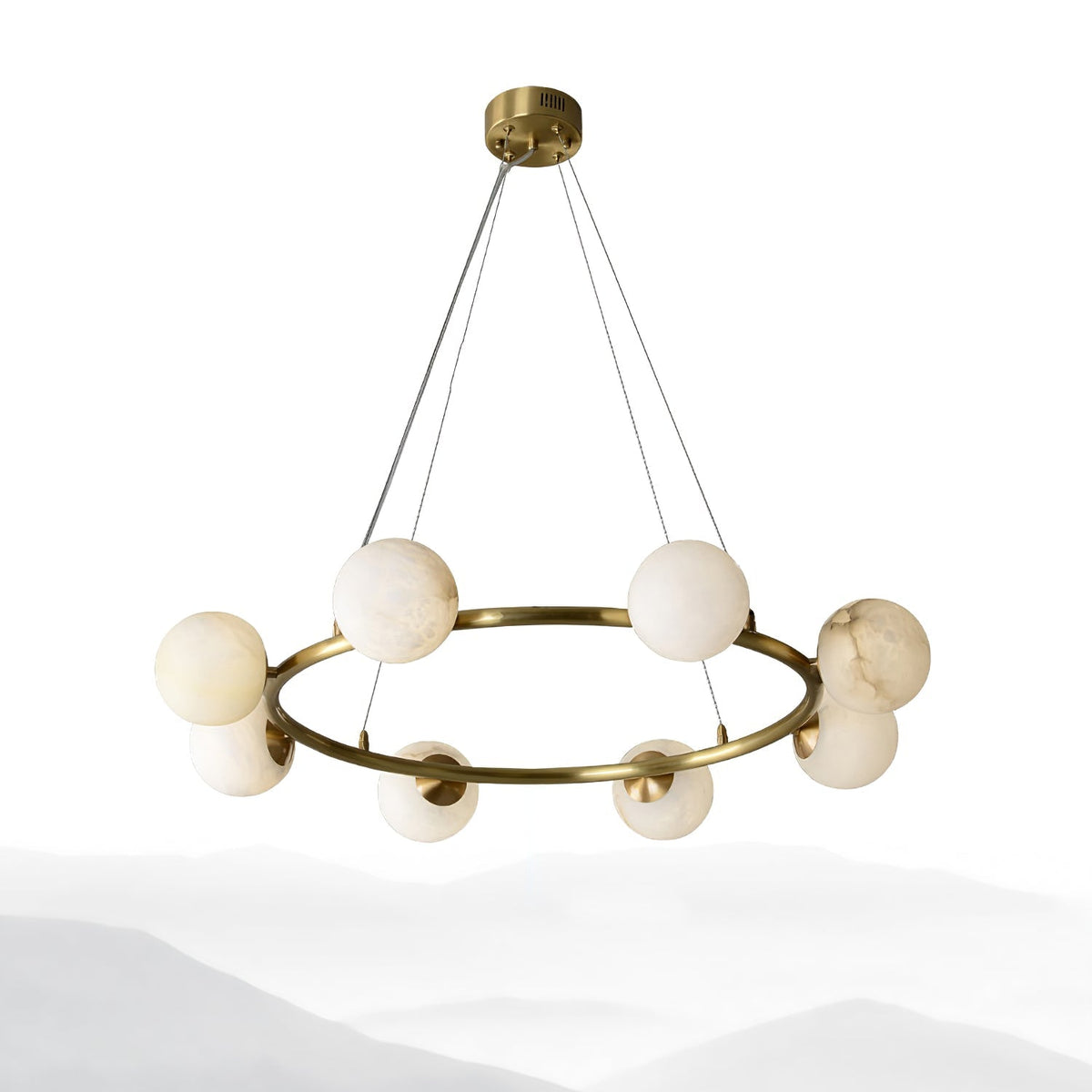 Helix Chandelier Alabaster Globe Halo-Neutral Decor