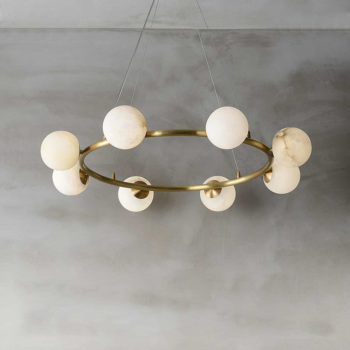 Helix Chandelier Alabaster Globe Halo-Neutral Decor