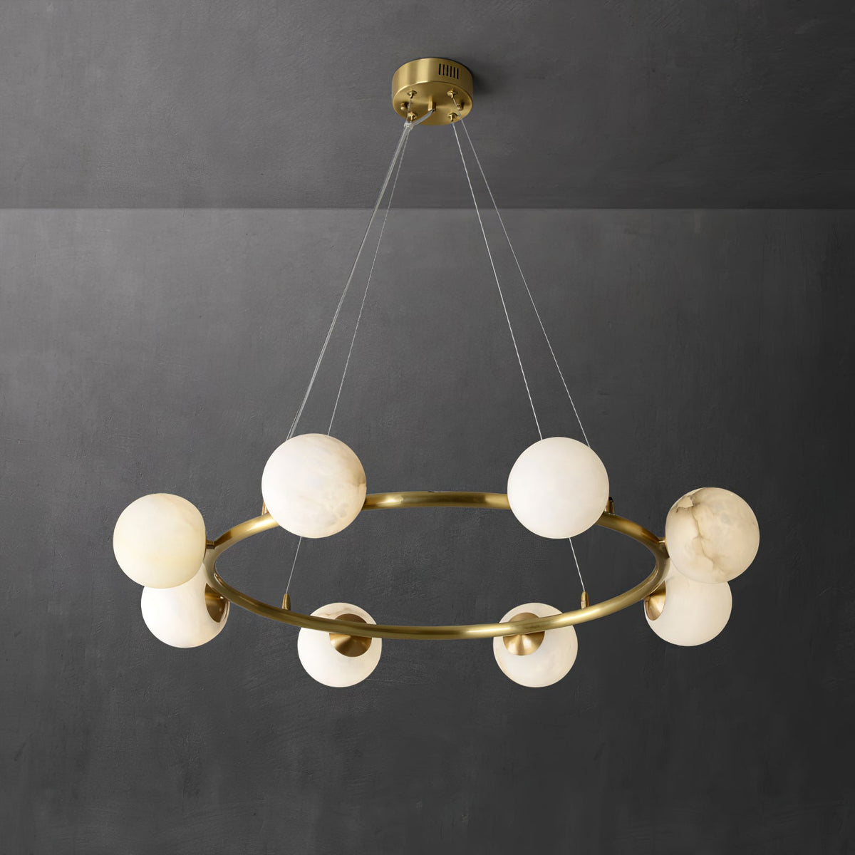 Helix Chandelier Alabaster Globe Halo-Neutral Decor