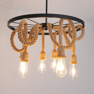Lustra Lustre Corde de Chanvre Industriel Six Têtes-Luire