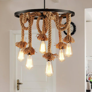 Lustra Lustre Corde de Chanvre Industriel Six Têtes-Luire