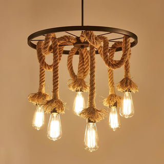 Lustra Lustre Corde de Chanvre Industriel Six Têtes-Luire