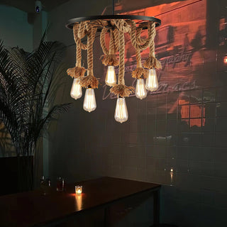 Lustra Lustre Corde de Chanvre Industriel Six Têtes-Luire