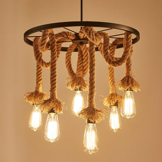 Lustra Lustre Corde de Chanvre Industriel Six Têtes-Luire