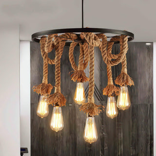 Lustra Lustre Corde de Chanvre Industriel Six Têtes-Luire