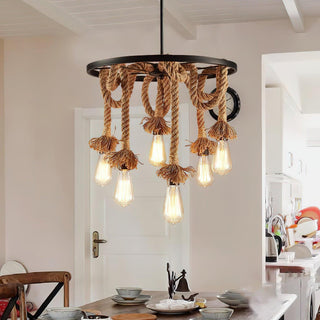 Lustra Lustre Corde de Chanvre Industriel Six Têtes-Luire