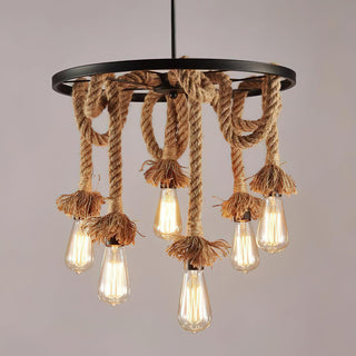 Lustra Lustre Corde de Chanvre Industriel Six Têtes-Luire