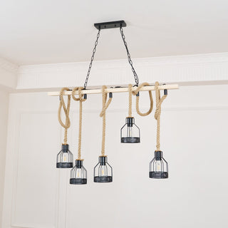 Quoro Lustre Industriel en Corde de Chanvre Style Grenade
