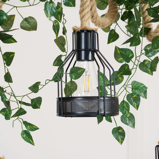 Quoro Lustre Industriel en Corde de Chanvre Style Grenade