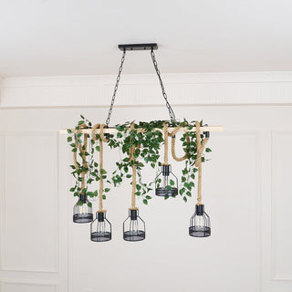 Quoro Lustre Industriel en Corde de Chanvre Style Grenade