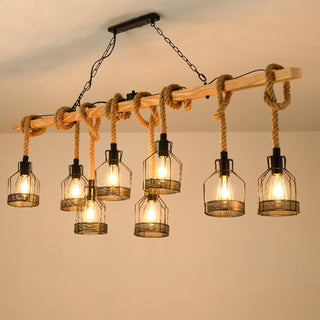 Lustra Suspension Lampe Corde de Chanvre Industriel