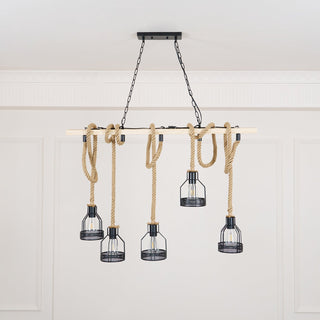 Quoro Lustre Industriel en Corde de Chanvre Style Grenade