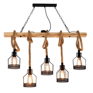 Lustra Suspension Lampe Corde de Chanvre Industriel