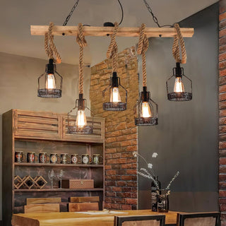 Lustra Suspension Lampe Corde de Chanvre Industriel