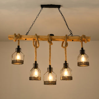 Lustra Suspension Lampe Corde de Chanvre Industriel