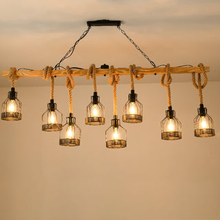 Lustra Suspension Lampe Corde de Chanvre Industriel