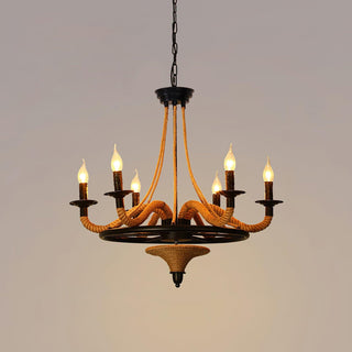 Lustra Lustre Grande Roue en Corde de Chanvre