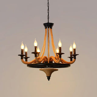 Lustra Lustre Grande Roue en Corde de Chanvre