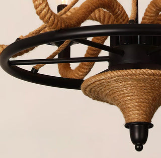 Lustra Lustre Grande Roue en Corde de Chanvre