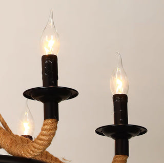 Lustra Lustre Grande Roue en Corde de Chanvre
