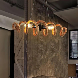 Hemp Rope Industrial Spiral Chandelier-Neutral Decor