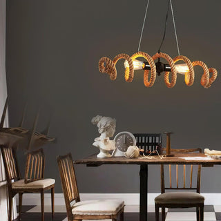 Hemp Rope Industrial Spiral Chandelier-Neutral Decor