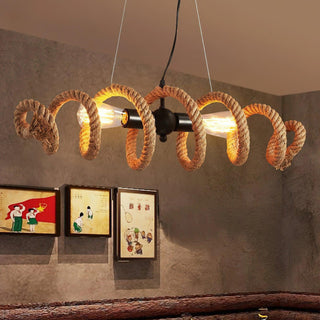 Hemp Rope Industrial Spiral Chandelier-Neutral Decor
