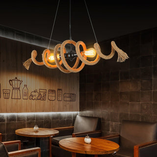 Hemp Rope Industrial Spiral Chandelier-Neutral Decor